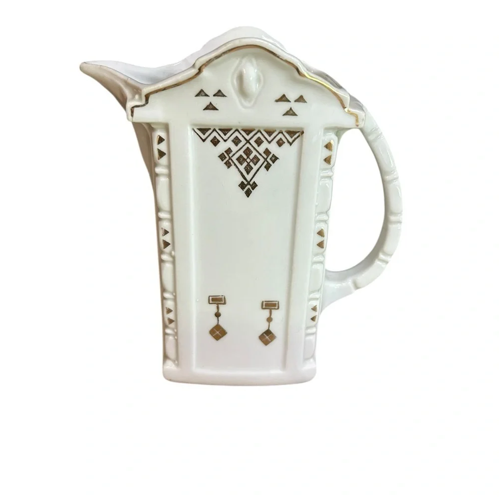 Antique Ironstone Creamer Pitcher Art Deco Handpainted